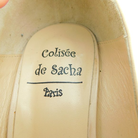 COLISEE DE SACHA Nude Beige Leather Peep Toe Heel Pumps 37 - Picture 9 of 9